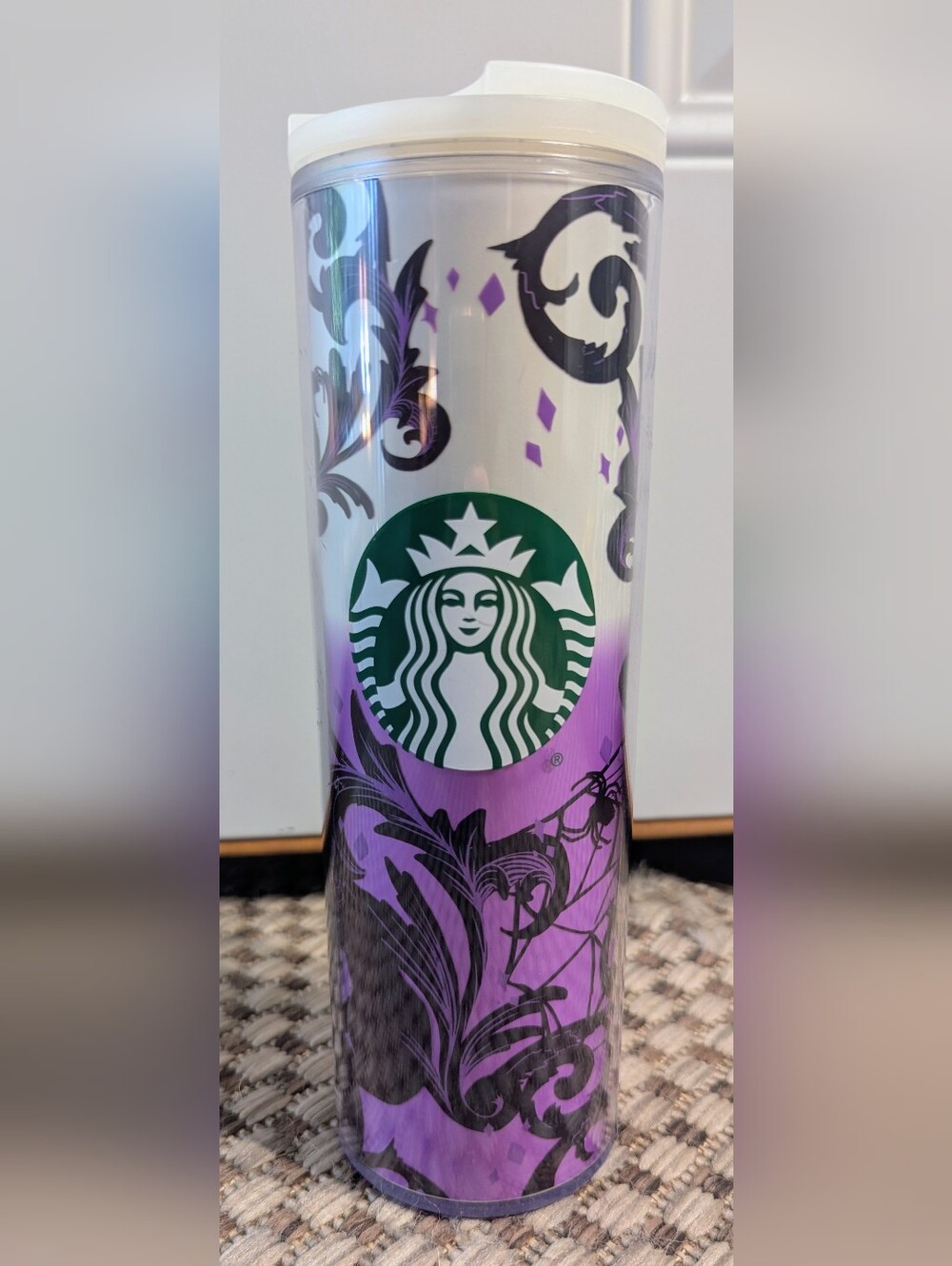Starbucks Halloween 2021 Glow in the Dark Purple Cat 16 oz Travel Tumbler Coffee